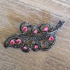 Vintage Brooch with Pink Stones